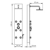 Duschpanel glas 25x44,6x130 cm svart