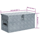 Förvaringslåda aluminium 61,5x26,5x30 cm silver