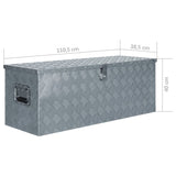 Förvaringslåda aluminium 110,5x38,5x40 cm silver