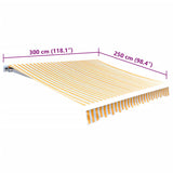 Markisduk solros 3 x 2,5 m gul & vit (utan ram)