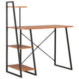Skrivbord med hyllenhet svart och brun 102x50x117 cm