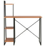 Skrivbord med hyllenhet svart och brun 102x50x117 cm