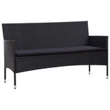 Loungegrupp med dynor 5 delar konstrotting svart