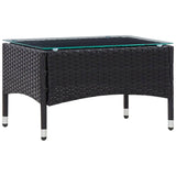 Loungegrupp med dynor 5 delar konstrotting svart