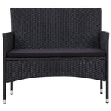 Loungegrupp med dynor 5 delar konstrotting svart