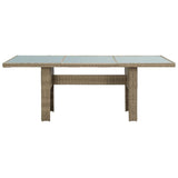Trädgårdsbord brun 200x100x74 cm glas och konstrotting
