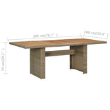 Trädgårdsbord brun 200x100x74 cm konstrotting