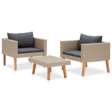 Loungegrupp för trädgården med dynor 3 delar konstrotting beige