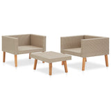 Loungegrupp för trädgården med dynor 3 delar konstrotting beige