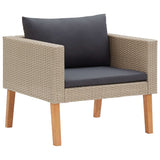 Loungegrupp för trädgården med dynor 3 delar konstrotting beige