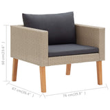 Loungegrupp för trädgården med dynor 3 delar konstrotting beige