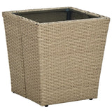 Tebord beige 41,5x41,5x44 cm konstrotting och härdat glas