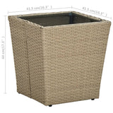 Tebord beige 41,5x41,5x44 cm konstrotting och härdat glas