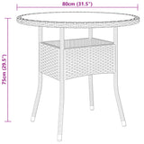 Trädgårdsbord Ø80x75 cm härdat glas och konstrotting grå