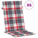Stolsdynor 6 st rödrutig 120x50x3 cm tyg