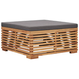 Utebord och fotpall med mörkgrå dyna massiv teak