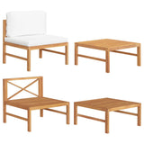 Loungegrupp för trädgården med gräddvita dynor 2 delar teak