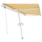 Fristående markis automatisk 400x300cm gul/vit