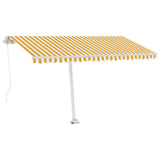 Fristående markis manuellt infällbar 450x300 cm gul/vit