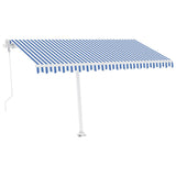 Fristående markis automatisk 450x300 cm blå/vit
