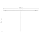 Fristående markis automatisk 450x300 cm blå/vit