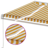 Markis manuellt infällbar med LED 400x350 cm gul och vit
