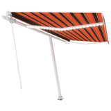 Markis manuellt infällbar med LED 400x350 cm orange och brun