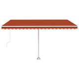Markis manuellt infällbar med LED 400x350 cm orange och brun
