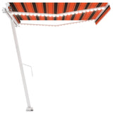 Markis manuellt infällbar med LED 400x350 cm orange och brun