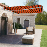 Fristående markis automatisk 400x350 cm orange/brun