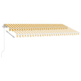 Fristående markis manuellt infällbar 450x350 cm gul/vit