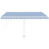 Fristående markis automatisk 450x350 cm blå/vit