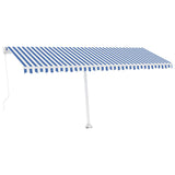 Fristående markis manuellt infällbar 500x350 cm blå/vit