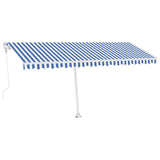 Fristående markis automatisk 500x350 cm blå/vit