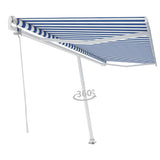 Fristående markis automatisk 500x350 cm blå/vit