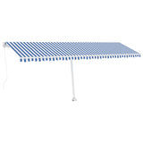 Fristående markis manuellt infällbar 600x350 cm blå/vit