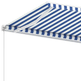 Fristående markis manuellt infällbar 600x350 cm blå/vit