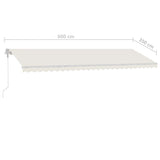 Fristående markis manuellt infällbar 600x350 cm gräddvit