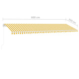 Fristående markis manuellt infällbar 600x350 cm gul/vit