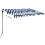 Fristående markis automatisk 300x250 cm blå/vit