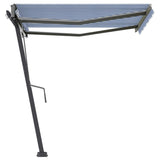 Fristående markis automatisk 300x250 cm blå/vit
