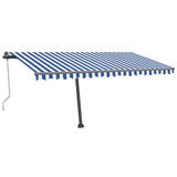 Fristående markis automatisk 400x300cm blå/vit