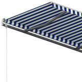 Fristående markis manuell 450x300 cm blå/vit
