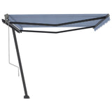 Fristående markis automatisk 450x300 cm blå/vit