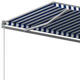 Fristående markis automatisk 450x300 cm blå/vit