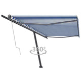 Fristående markis automatisk 500x300 cm blå/vit