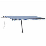 Fristående markis automatisk 500x300 cm blå/vit