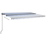 Fristående markis automatisk 500x300 cm blå/vit