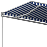 Fristående markis automatisk 500x300 cm blå/vit