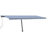 Fristående markis manuellt infällbar 600x300 cm blå/vit